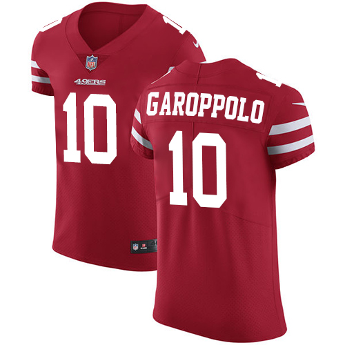 Nike 49ers #10 Jimmy Garoppolo Red Team Color Men's Stitched NFL Vapor Untouchable Elite Jersey - Click Image to Close